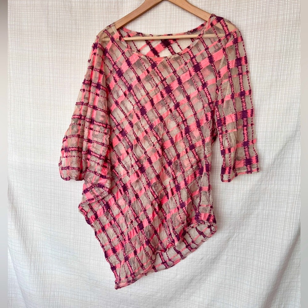 Vintage Babette San Francisco Semi Sheer Asymmetrical Top Textured Wearable Art - Picture 9 of 14
